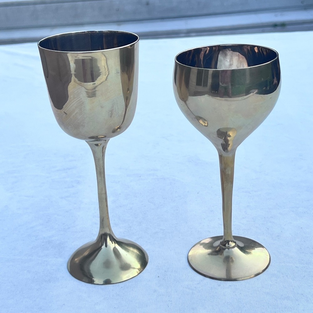 Pair Commodore Solid Brass Goblets Made in‎ India